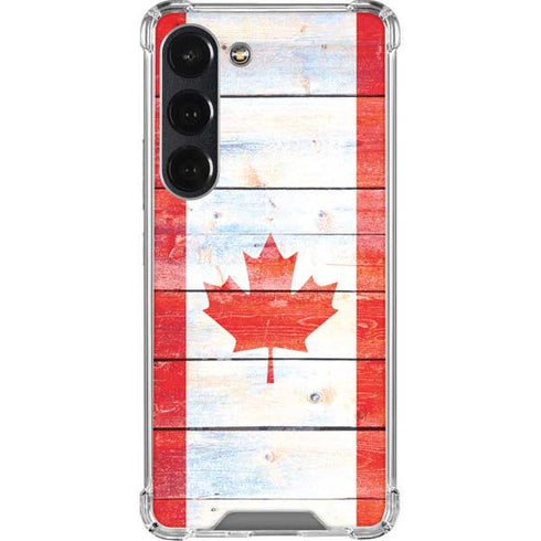 Canada Flag Light Wood Galaxy S23 Clear Case